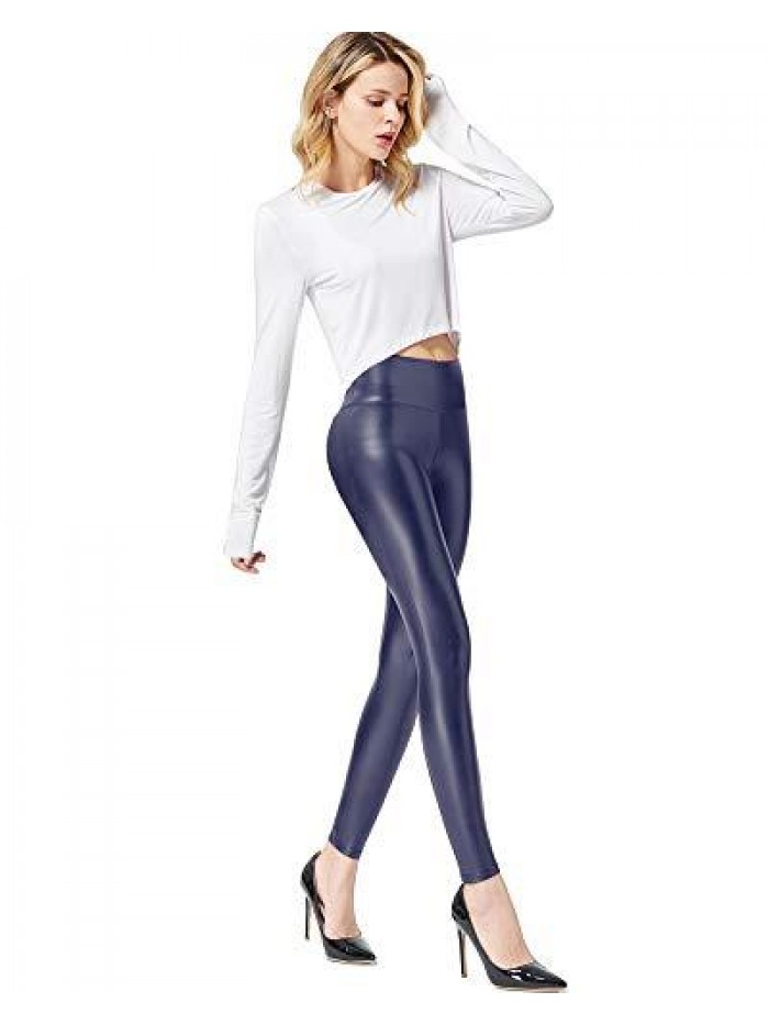 Faux Leather Leggings for Women High Waisted Stretch Leather Pants 