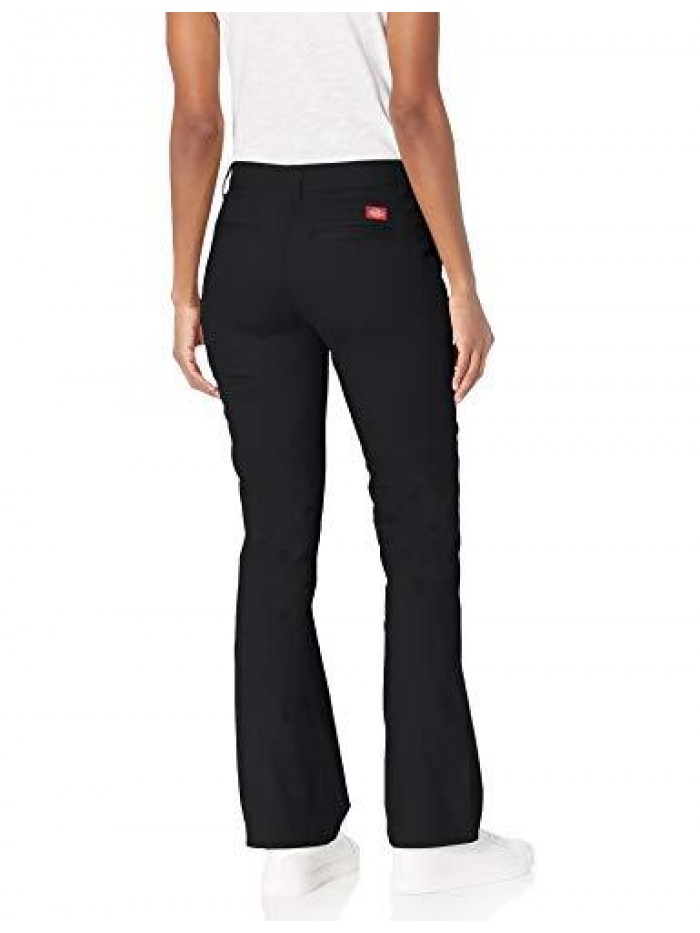 Women's Flat Front Stretch Twill Pant Slim Fit Bootcut 