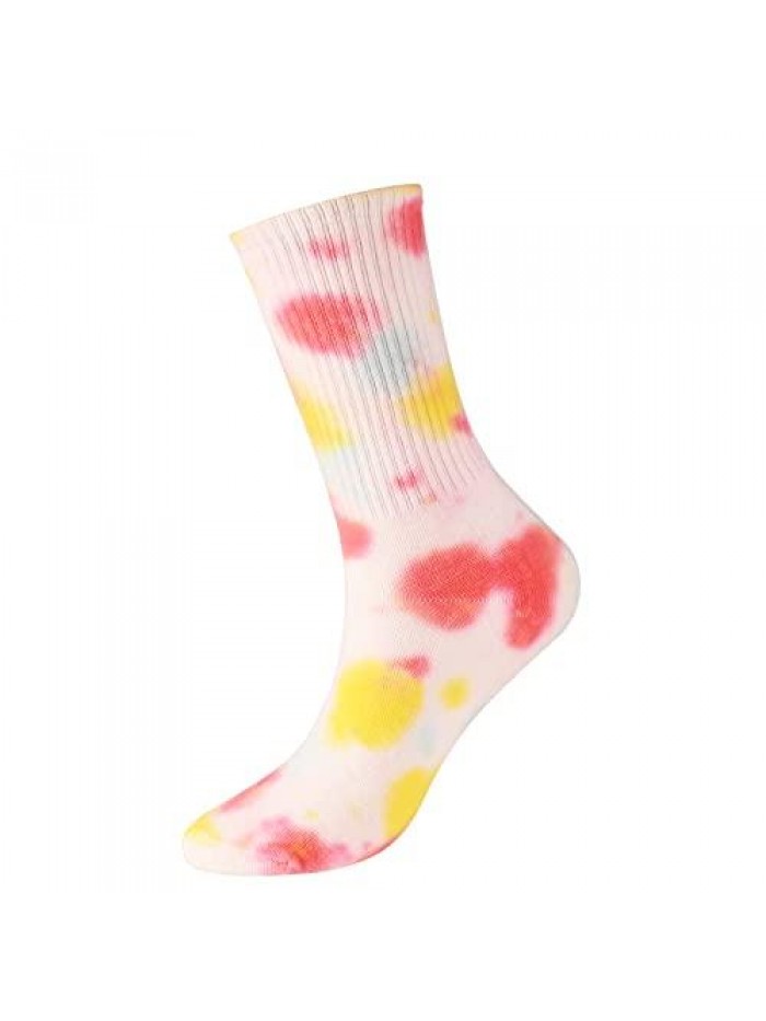5 Pairs Cotton Socks for Women Funny Cute Crew Christmas Cool Socks Tie Dye Novelty Socks