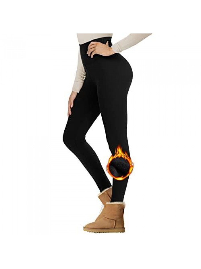 Fleece Lined Leggings Women - High Waisted Winter Yoga Pants Tummy Control Soft Thermal Warm for Hiking Workout 