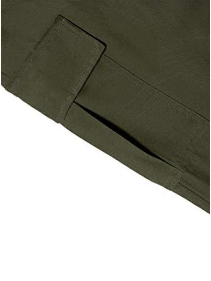 Women's Casual Cargo Pants with Pockets Drawstring Waist Loose Long Pants Green 