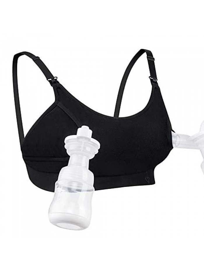 Free Pumping Bra, Momcozy Adjustable Breast-Pumps Holding and Nursing Bra, Suitable for Breastfeeding-Pumps by Lansinoh, Philips Avent, Spectra, Evenflo and More(Black,X-Small) 