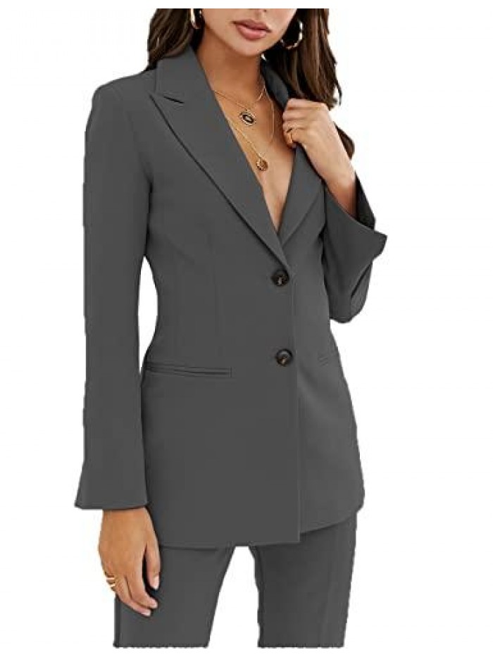 V-Neck Lapel Women's Suits Blazer Casual Slim Fit 2 Piece Exquisite Business Jacket+Pants Work Office 
