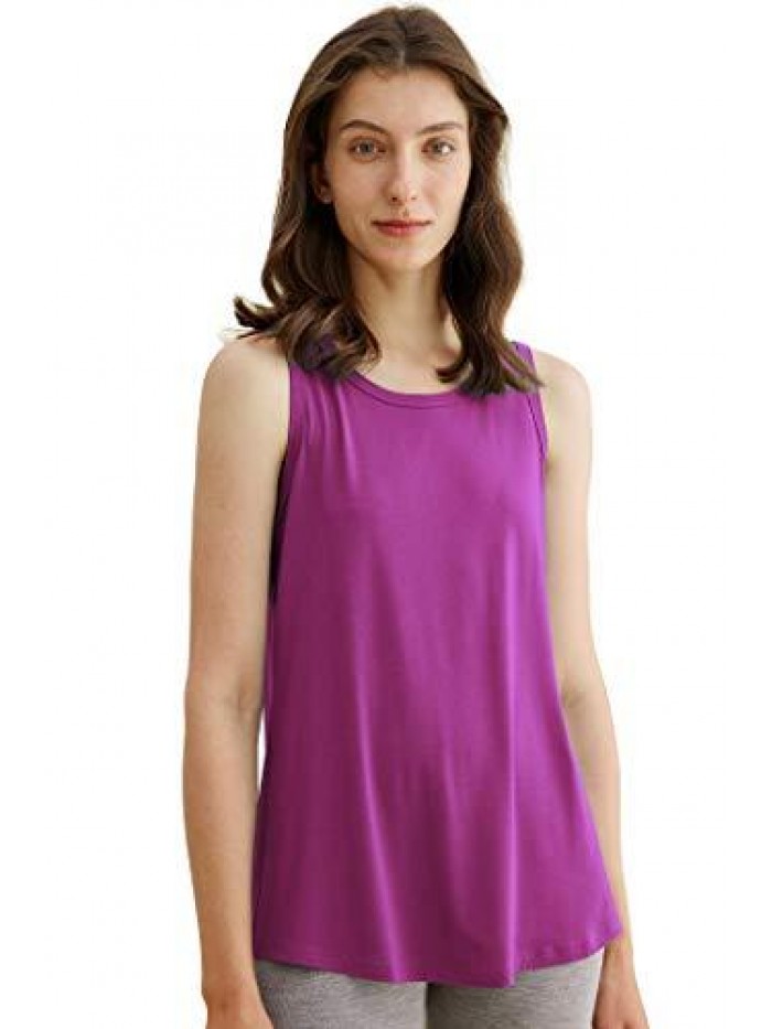 Women's Bamboo Viscose Sleep Tank Top Sleeveless Pajamas Shirt 