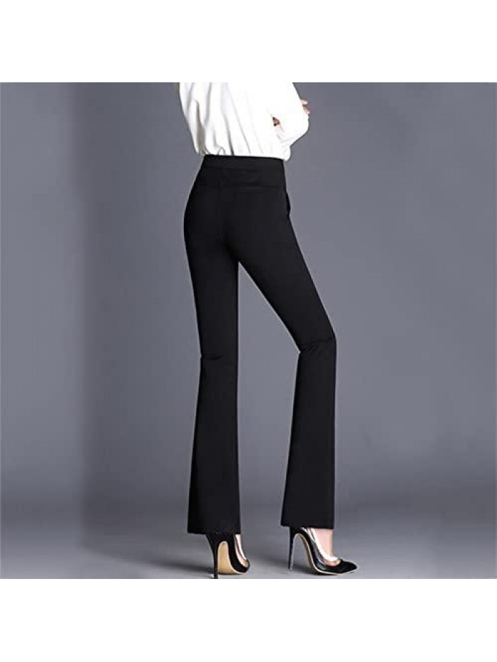 Women's Dress Pants Stretchy Work Slacks Business Casual Straight Leg Solid Trousers Petite Regular with Pockets 