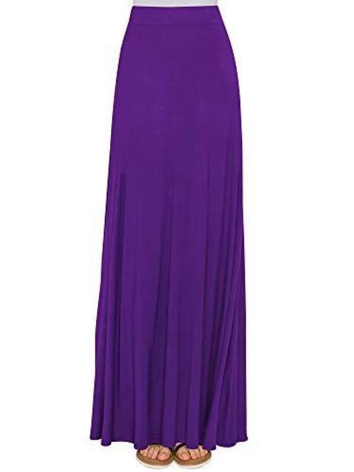 and Love Women's Styleish Print/Solid High Waist Flare Long Maxi Skirt 