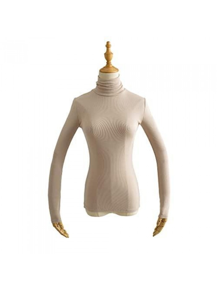 Women Long Sleeve Ribbed Turtleneck Basic Fitted Thermal Shirt Sweaters 
