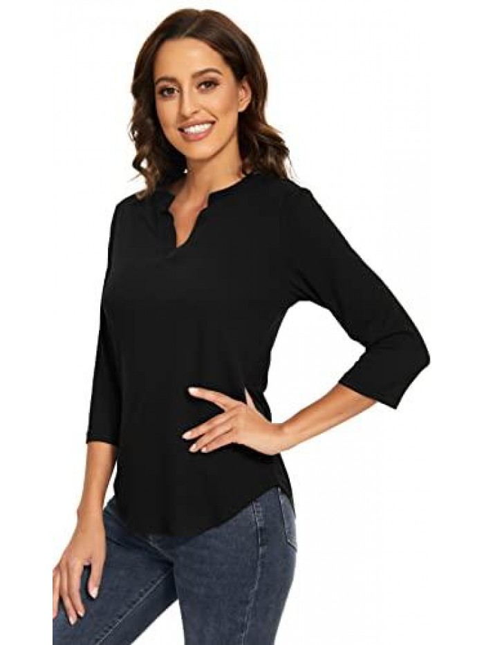 Sleeve Shirts for Women Tops V Neck T Shirts Collared Shirts Work Blouses 