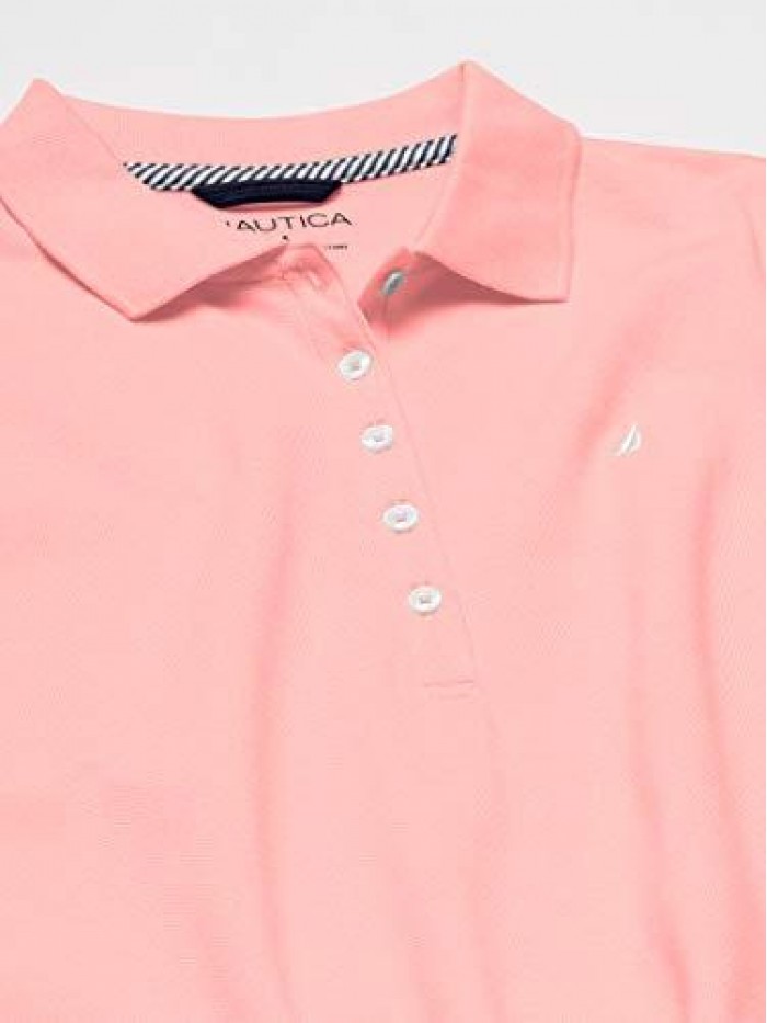 Women's 5-Button Short Sleeve Cotton Polo Shirt 