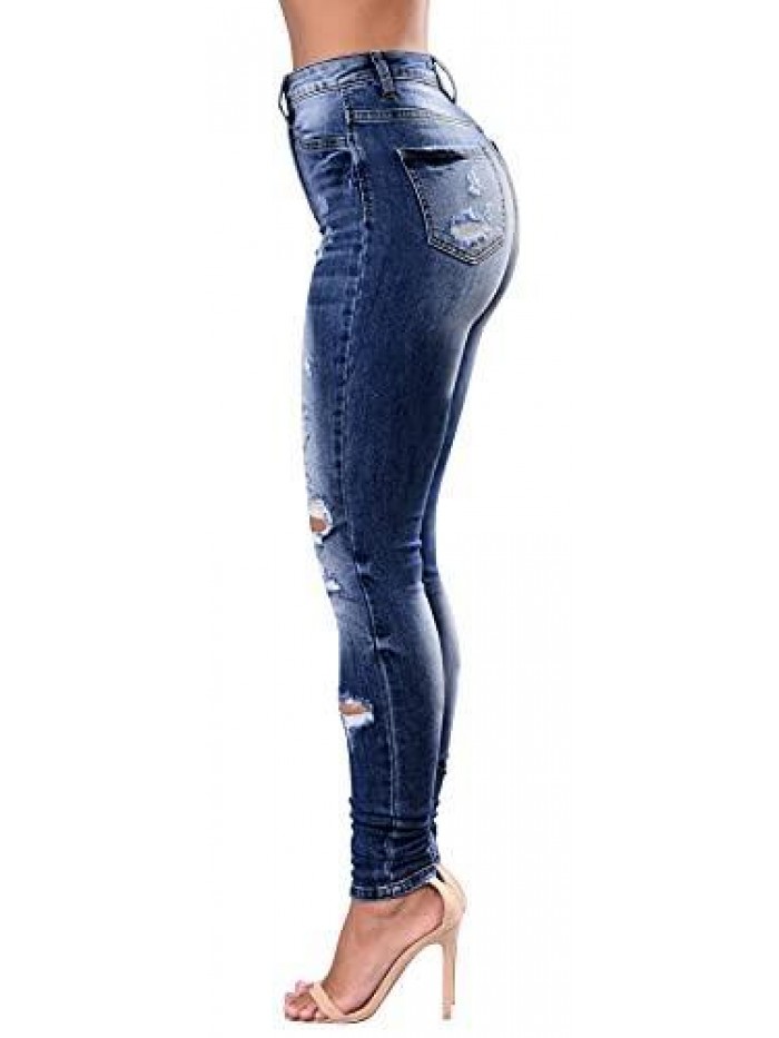 Women's High Waisted Jeans for Women Distressed Ripped Jeans Slim Fit Butt Lifting Skinny Stretch Jeans Denim Pants 