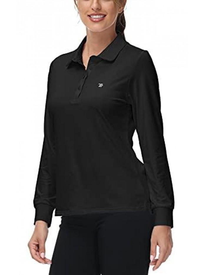 Women's Long Sleeve Polo Golf Shirts Casual Sports T-Shirts 
