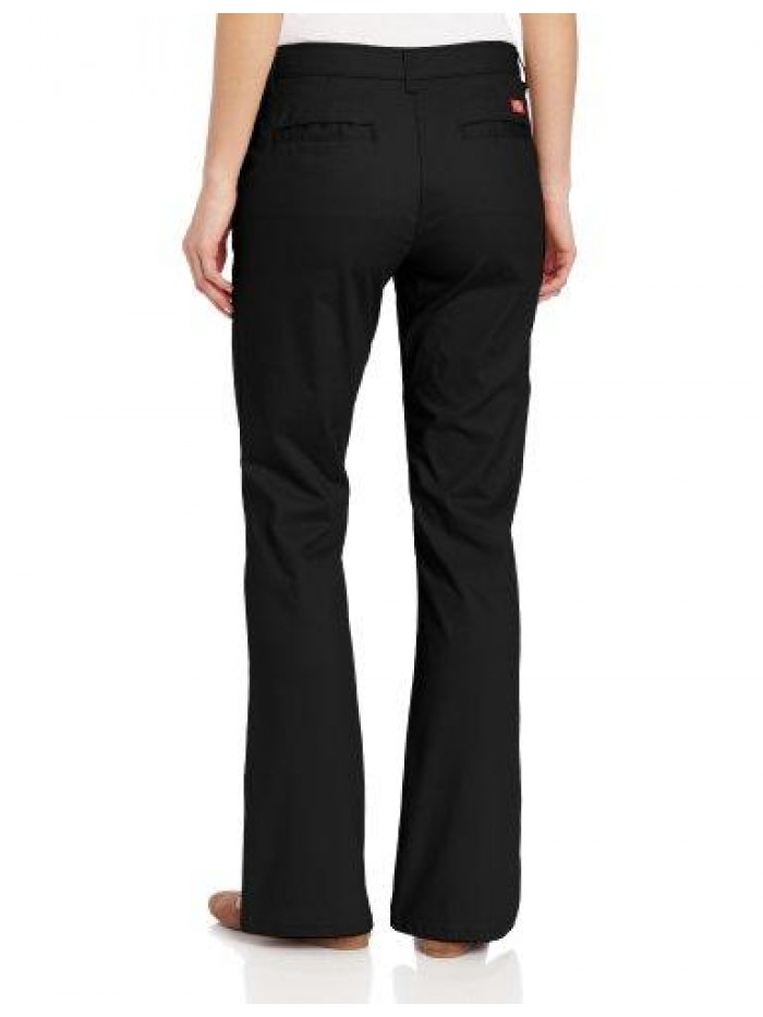 Women's Flat Front Stretch Twill Pant Slim Fit Bootcut 