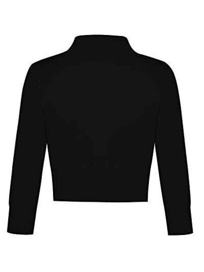 Women's Shrug Bolero Open Front 3/4 Sleeve Cropped Cardigan Sweater 