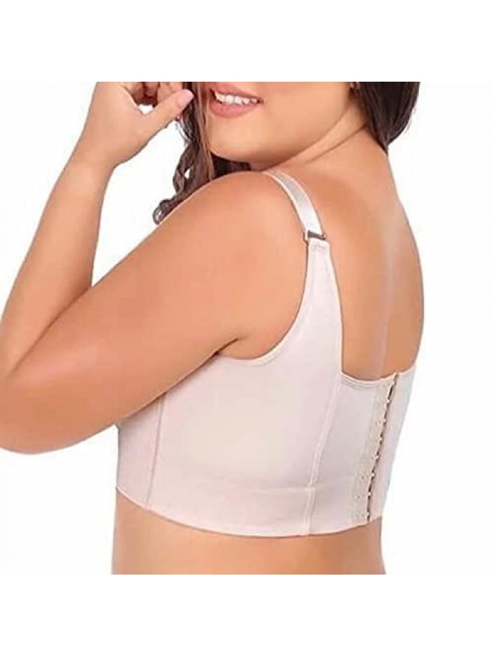 Women Deep Cup Bra Hide Back Fat Bra with Shapewear Incorporated Full Back Coverage Push Up Sports Bra 