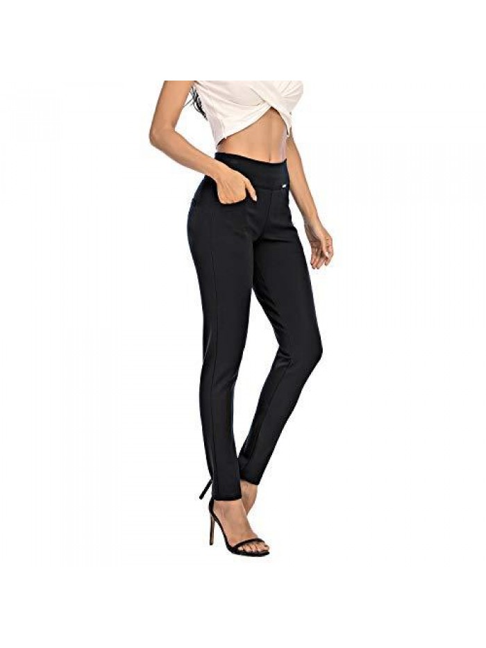 Dress Pants for Women Comfort Stretch Slim Fit Leg Skinny High Waist Pull on Pants with Pockets for Work 