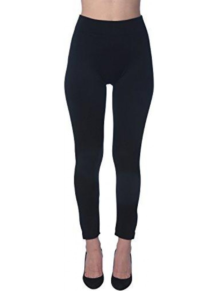 Club 6 Pack Women's Fleece Lined Soft High Waist Slimming Winter Warm Leggings-Plus Size Leggings 