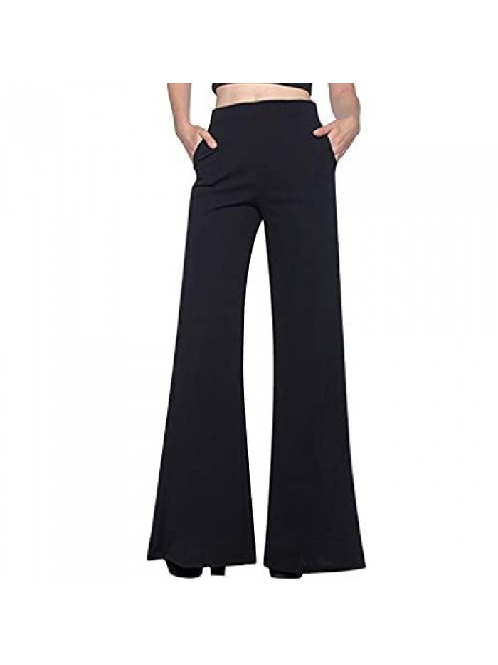 Palazzo Pants Solid Color High Waist Wide Leg Pants Spring Summer Casual Loose Flare Pants Business Trousers 