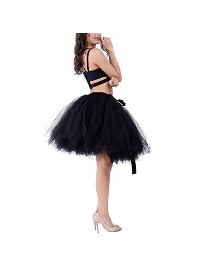 Girls Petticoat Skirt Adult Puffy Tutu Skirt Layered Ballet Tulle Knee Length Skater Skirts 