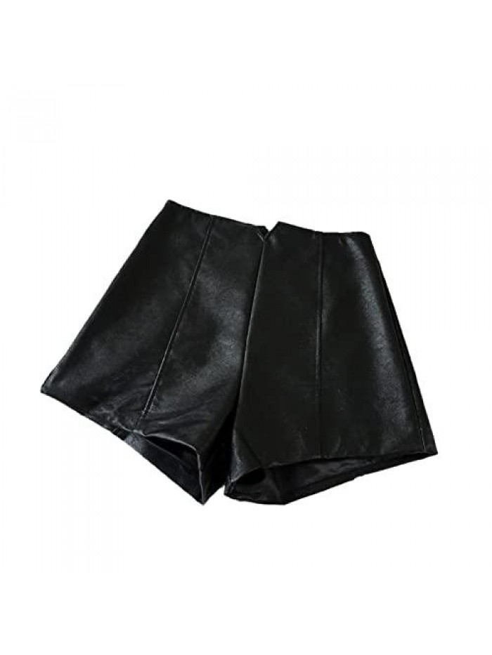 Waist Skinny Leather Shorts for Women Slim Fit PU Faux Leather Shorts Female Short Pant Lady Clothing 