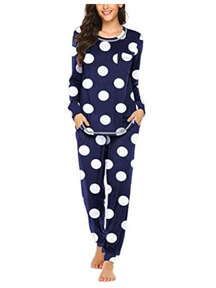 Pajamas Women’s Long Sleeve Sleepwear with Long Pants Soft Loungewear Pj Set S-XXL 