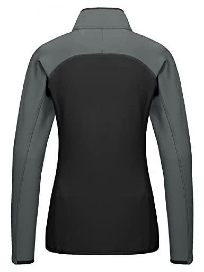 Donkey Andy Women's Half Zip Fleece Pullover Running Golf Jacket Thermal Stretch Thumbholes Long Sleeve Sweatshirt 