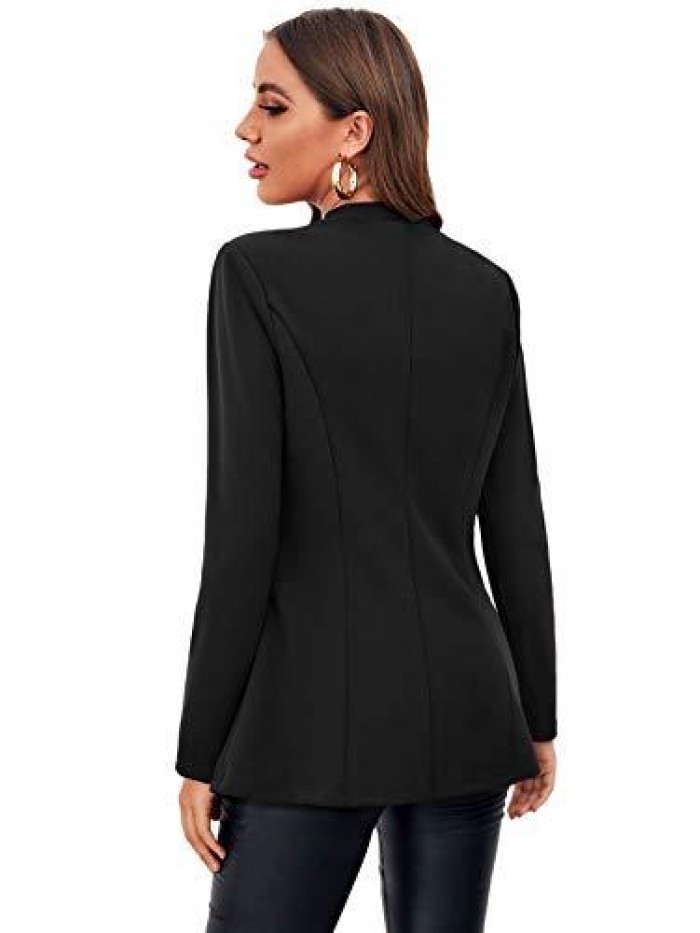 Women's Long Sleeve Open Front Casual Work Office Solid Blazer Jacket 