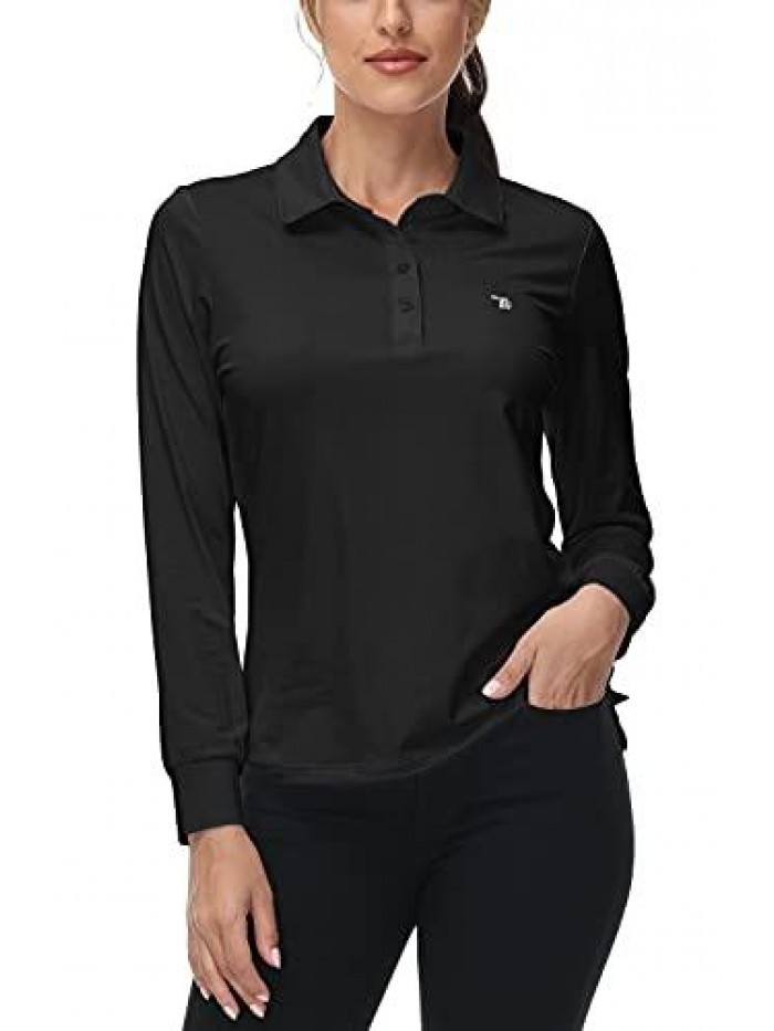 Women's Long Sleeve Polo Golf Shirts Casual Sports T-Shirts 