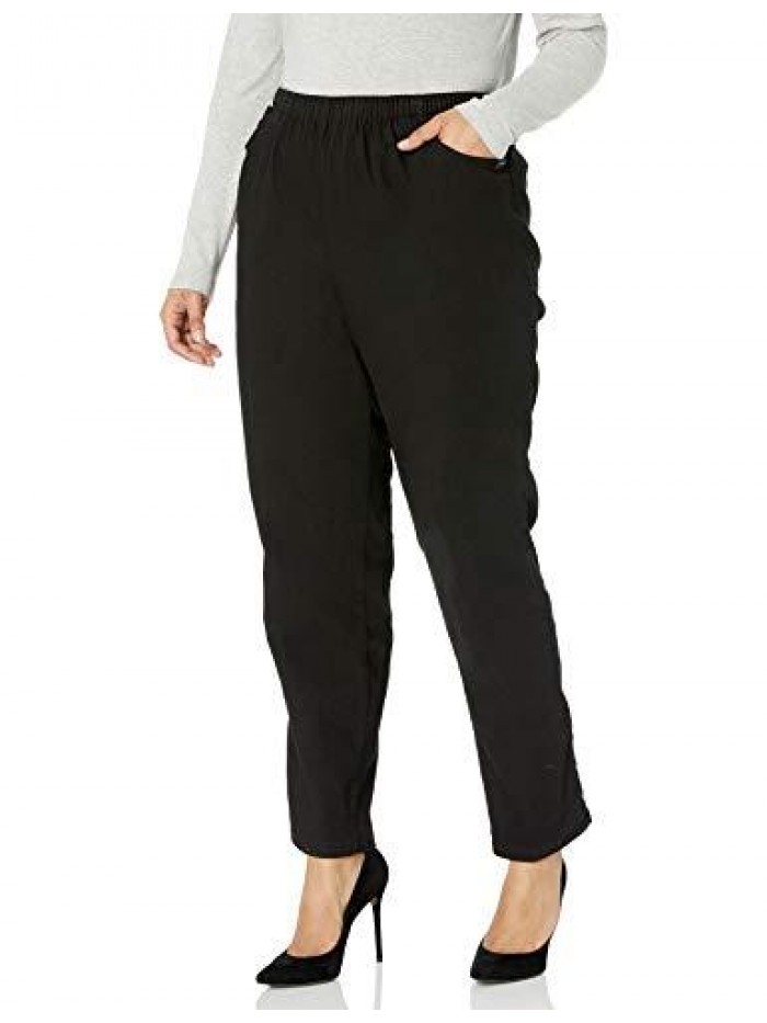 Classic Collection Women's Plus Size Stretch Elastic Waist Pull-On Pant 