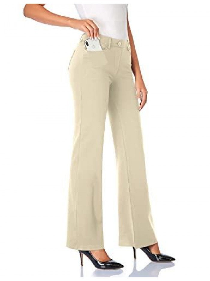 Women's 28''/30''/32''/34'' Stretchy Bootcut Dress Pants with Pockets Tall, Petite, Regular for Office Work Business 