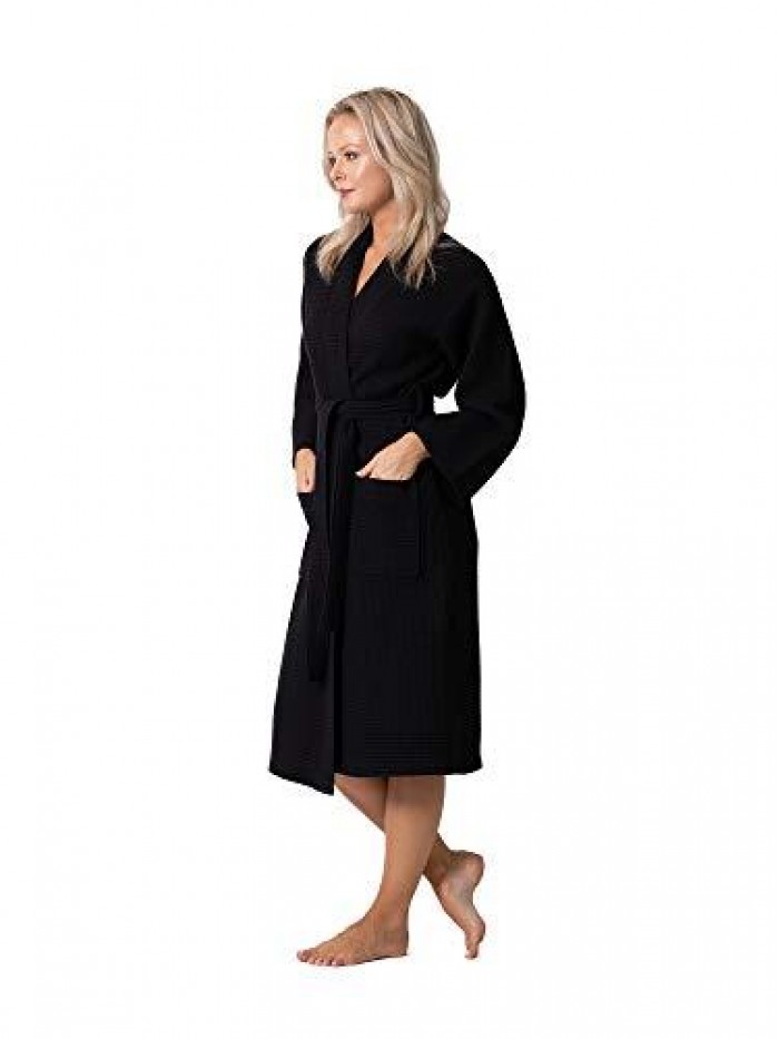 Linen Waffle Knit Lightweight Kimono Spa & Bath Robes for Women - Quick Dry - Soft 