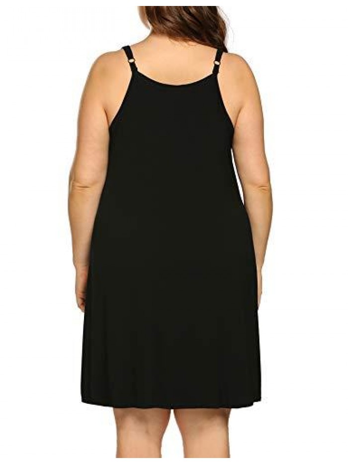 Plus Size Nightgown Sleeveless Sleepwear Modal Cotton Sleepshirts Slip Night Dress (L-5XL) 