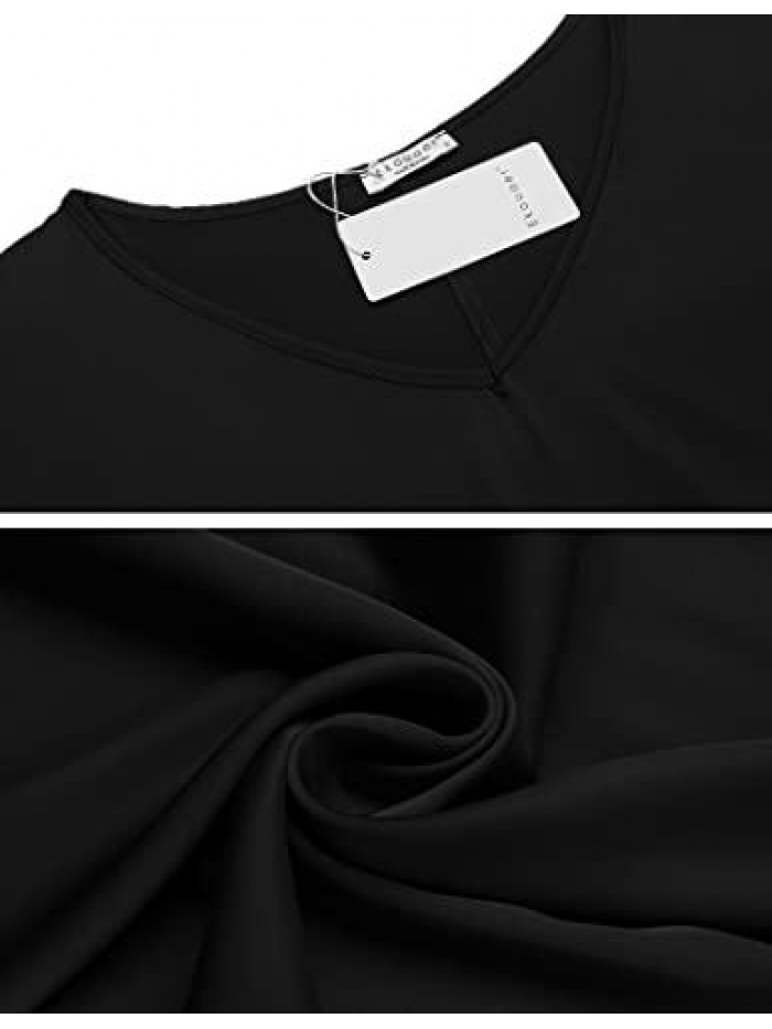 Silk Nightgown for Women 3/4 Ruffle Sleeves Satin Sleepwear V-Neck Loose Loungewear Nightdress S-XXL 