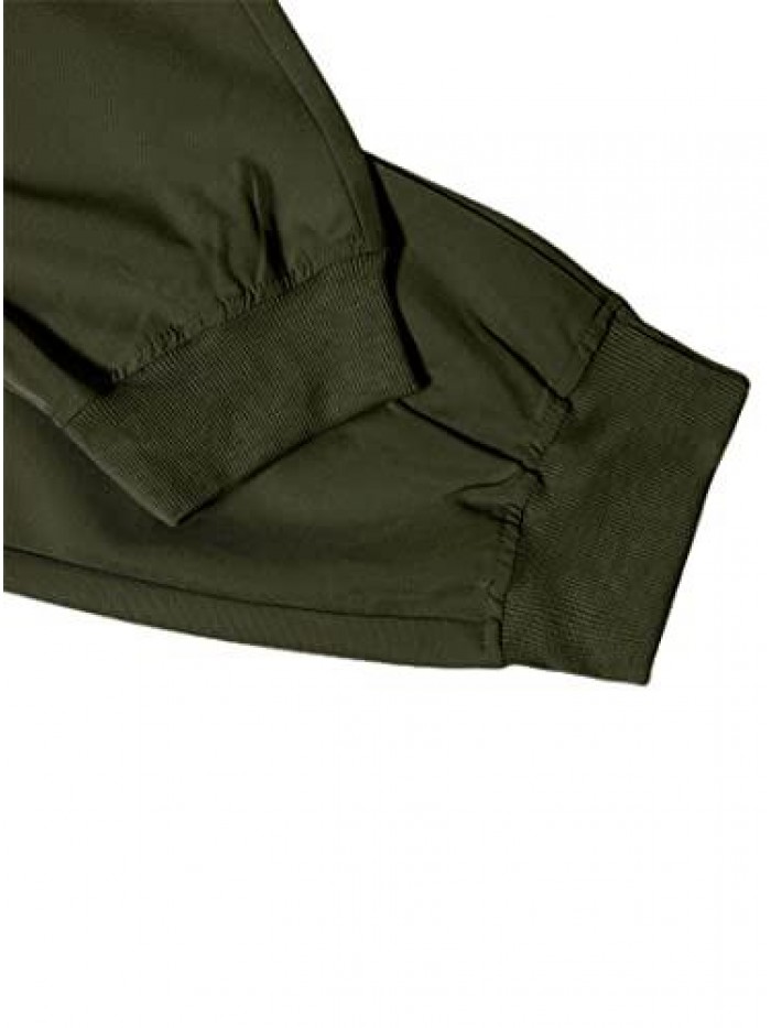 Women's Casual Cargo Pants with Pockets Drawstring Waist Loose Long Pants Green 