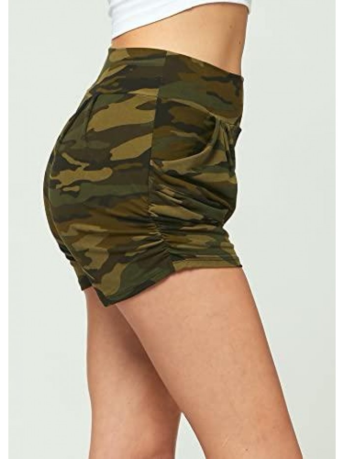 Ultra Soft Harem High Waisted Shorts for Women with Pockets 