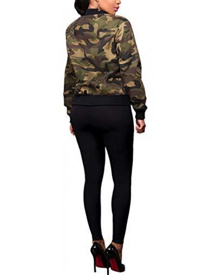 Casual Camouflage Jacket With Pockets Sexy V Neck Long Sleeve Button Down Denim Coat 