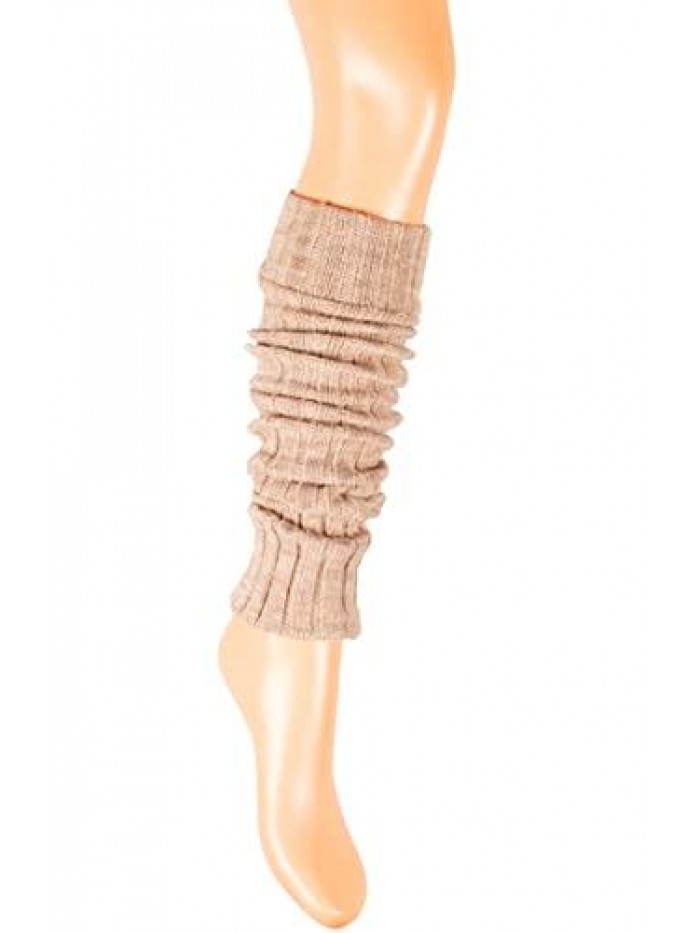 Wool Knit Long Leg Warmers for Women and Girls Ankle Cuffs Max Calf's Circumference-14.5