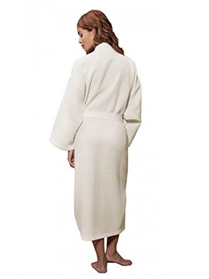 Linen Lightweight Long Waffle Kimono Unisex Spa Robe 