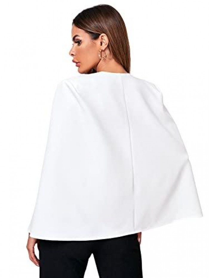 Women Cape Blazer Split Cloak Long Sleeves Open Front Work Business Jacket 