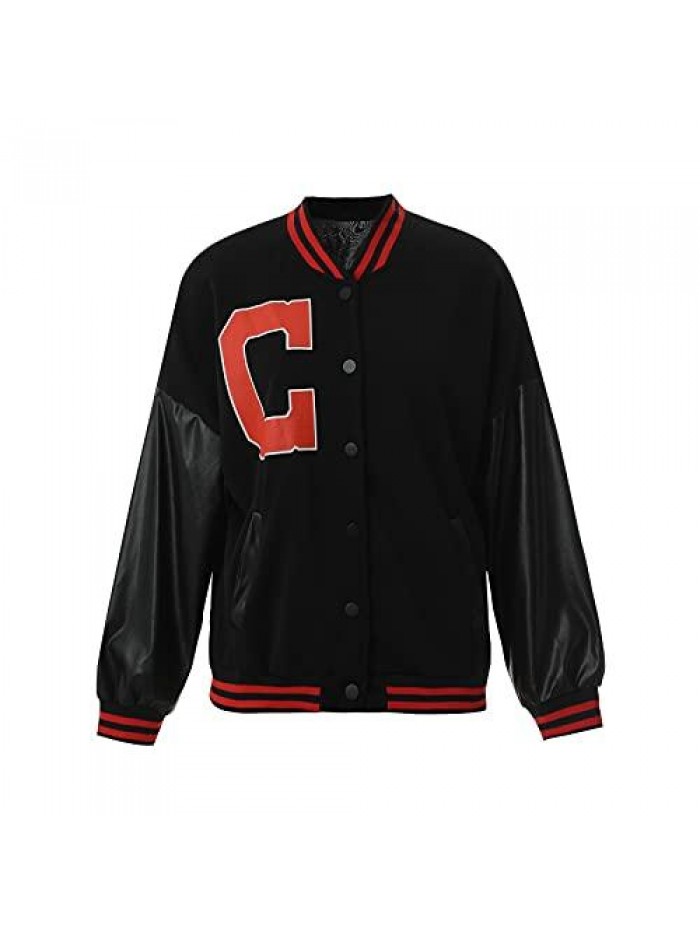 Varsity Jackets Vintage Letter Print Cropped Baseball Coat 90s Fashion Streetwear Bomber Outer Coat 
