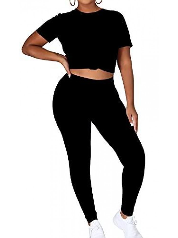 Womens 2 Piece Sports Outfit Tracksuit Shirt Shorts Jogger Bodycon Sets 