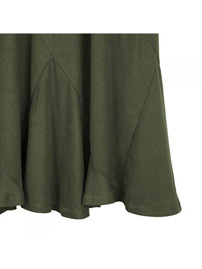 CoCo Women's Vintage Elastic Waist A-Line Long Midi Skirt 