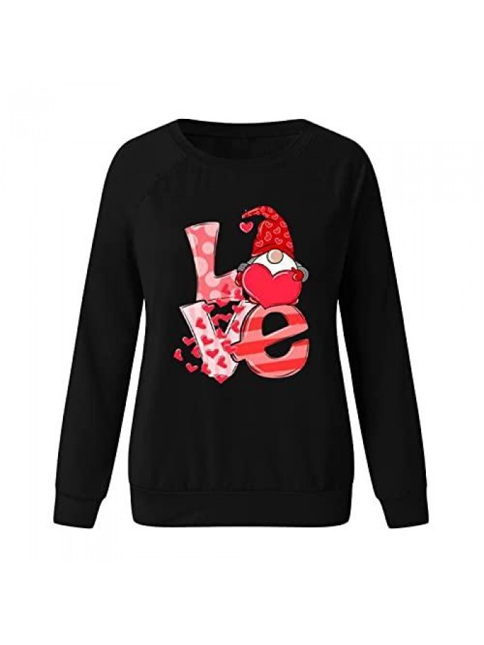 Day Women Sweater Heart/Angel Baby/Letter Print Round Long Sleeve Neck Loose Tops 
