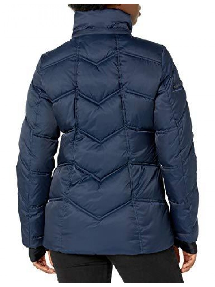 Women's Midweight Puffer Jacket with Faux Fur Trim 