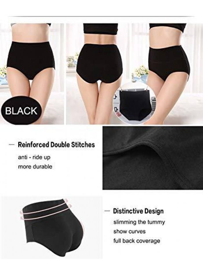 Womens Underwear, Soft Cotton High Waist Breathable Solid Color Briefs Panties for Women 