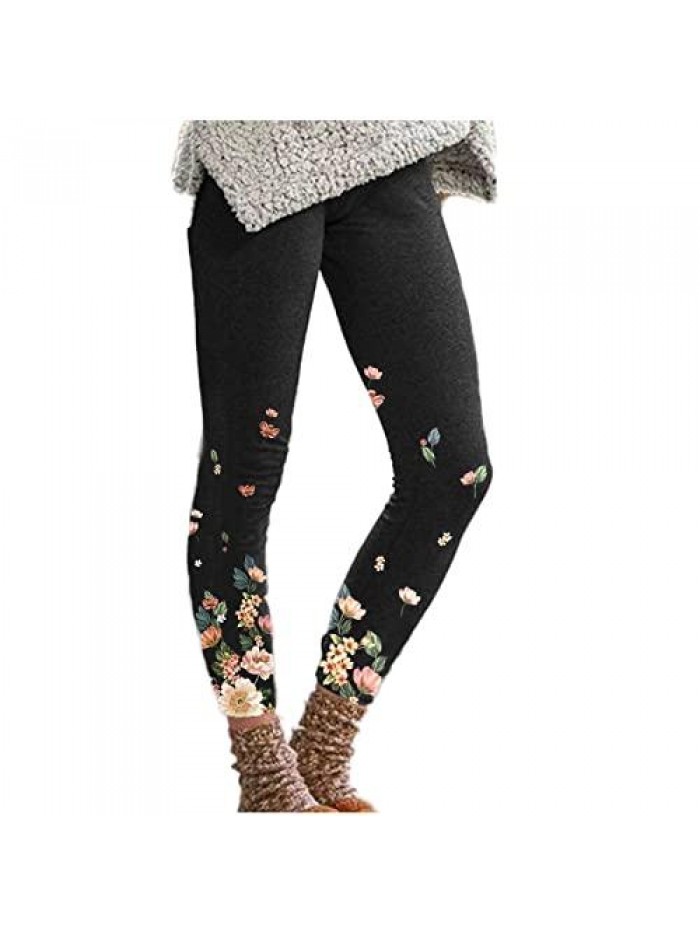 Floral Printing Leggings Ankle Length High Waisted Vintage Ethnic Western Style Argyle Soft Legging Tights Pant 