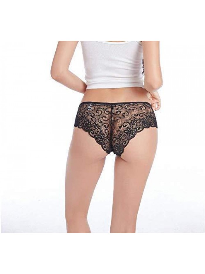 Boutique Womens Underwear Invisible Seamless Bikini Lace Underwear Half Back Coverage Panties 