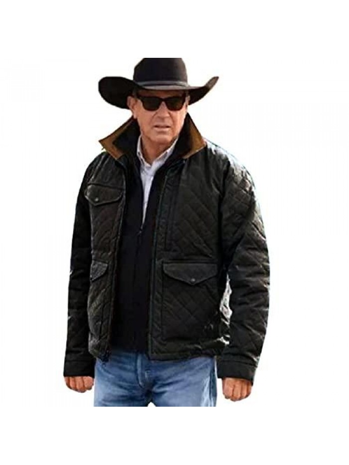 S04 John Dutton Brown Quilted Jacket | Kevin Costner Yellowstone Brown Quilted Cotton Jacket 