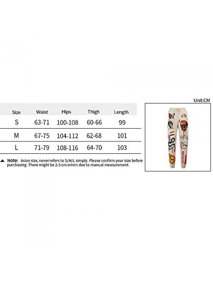 Women's Printed Jogger Pants Elastic Waist Fashion Graphic Hiphop Streetwear Loose Sweatpants with Pockets Trousers 