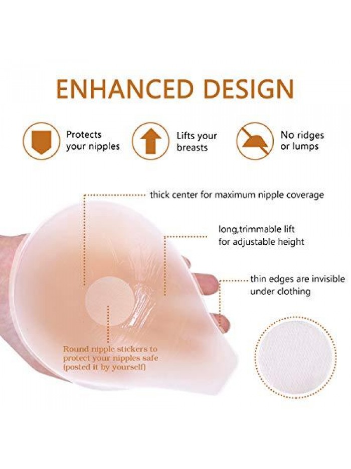 Bra Breast Lift - Invisible Lift Nipple Covers Deep V Reusable Silicone Sticky Pasties for Women Prevent Breast Sagging 
