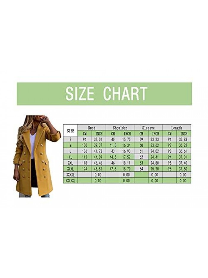 Women's Wool Blend Long Coat Notched Lapel Single Breasted Winter Oversized Outwear Pea Coats with Belted 